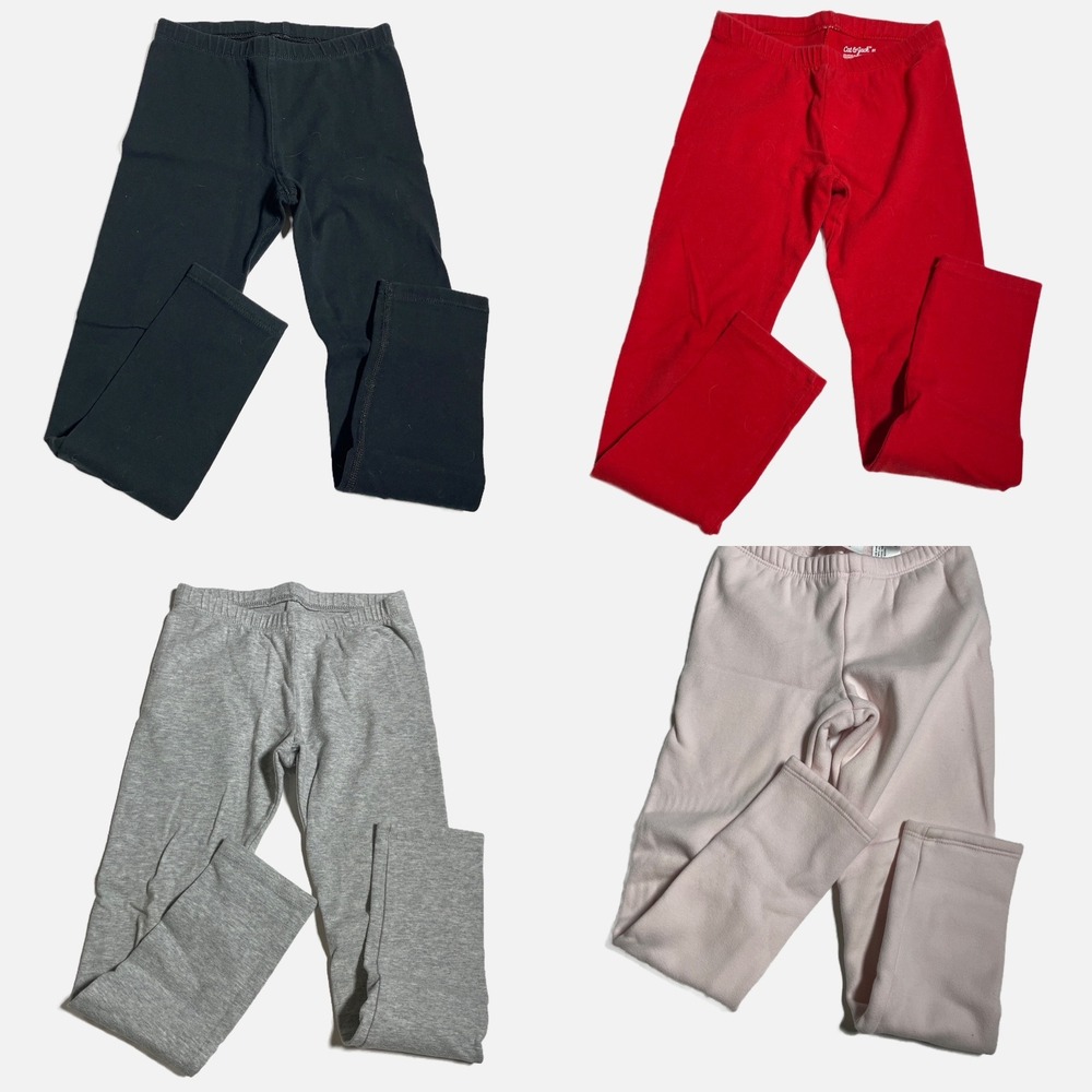 Cat & Jack Leggings Kids 5T Multicolor 4 Pack Cotton Blend Stretch Casual Basic